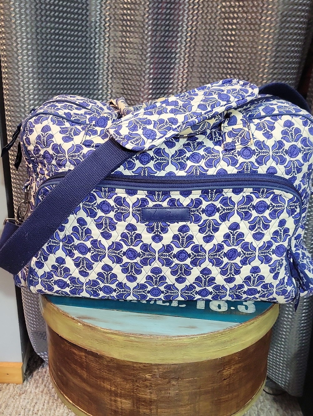 Vera Bradley Blue & White Quilted Floral Travel Crossbody